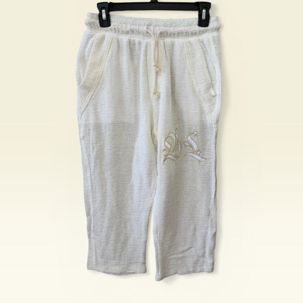 Boys Lie Size Small Cropped Lightweight Pants Pull On Baseball Revolve Cream